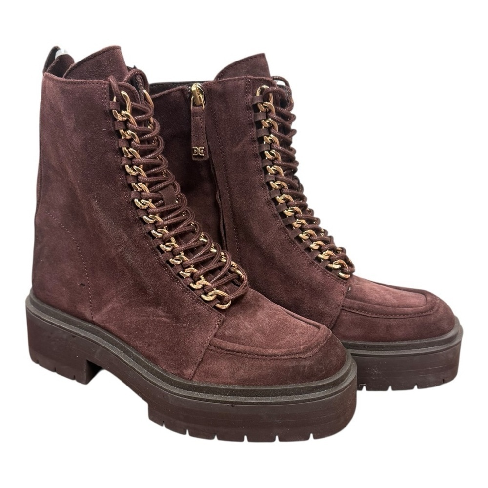 Sam Edelman Womens Lovrin Platform Combat Burgundy Suede Lace Up Boots 7 EUC - Picture 4 of 11